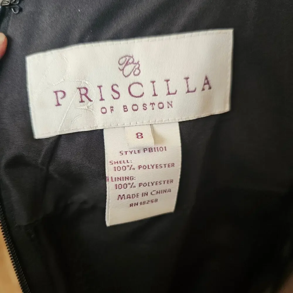 Priscilla of Boston Black Spaghetti Straps Bow Detail Formal Dress Homecomig VTG - Picture 8 of 8